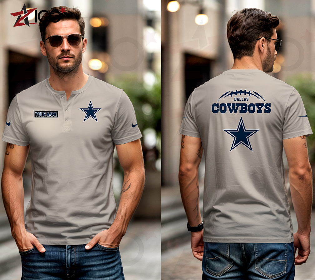 Dallas Cowboys Henley Short Sleeve T-Shirt Trending 2025 AZMN2DHS000009