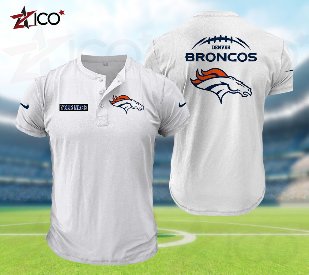 Denver Broncos Henley Short Sleeve T-Shirt Trending 2025 AZMN2DHS000010