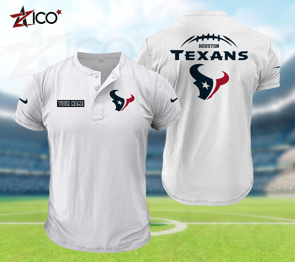 Houston Texans Henley Short Sleeve T-Shirt Trending 2025 AZMN2DHS000013
