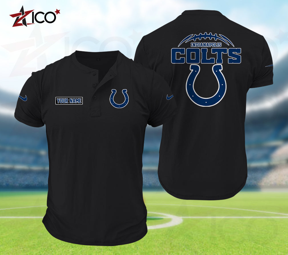 Indianapolis Colts Henley Short Sleeve T-Shirt Trending 2025 AZMN2DHS000014