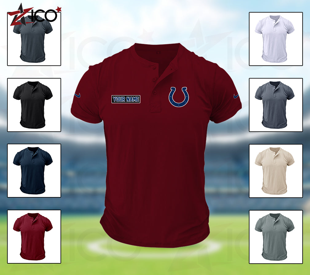 Indianapolis Colts Henley Short Sleeve T-Shirt Trending 2025 AZMN2DHS000014