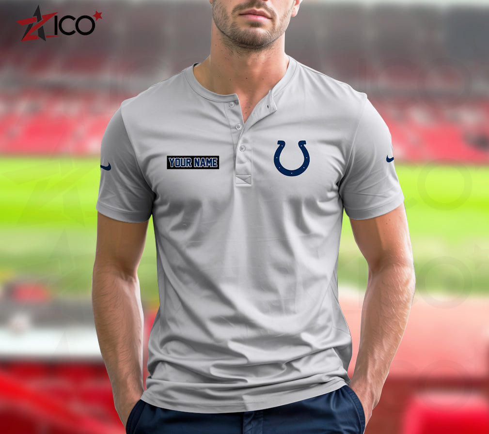 Indianapolis Colts Henley Short Sleeve T-Shirt Trending 2025 AZMN2DHS000014