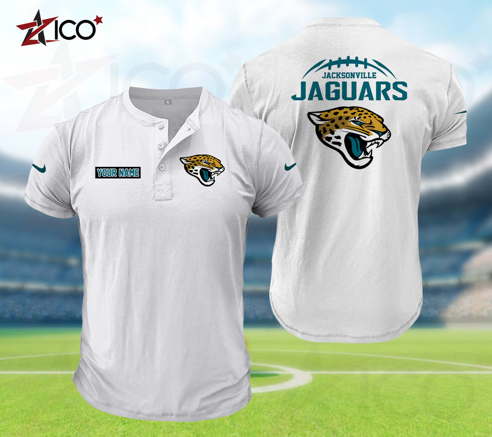 Jacksonville Jaguars Henley Short Sleeve T-Shirt Trending 2025 AZMN2DHS000015
