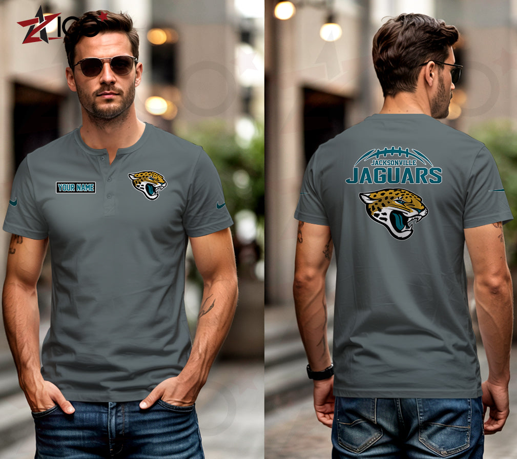Jacksonville Jaguars Henley Short Sleeve T-Shirt Trending 2025 AZMN2DHS000015