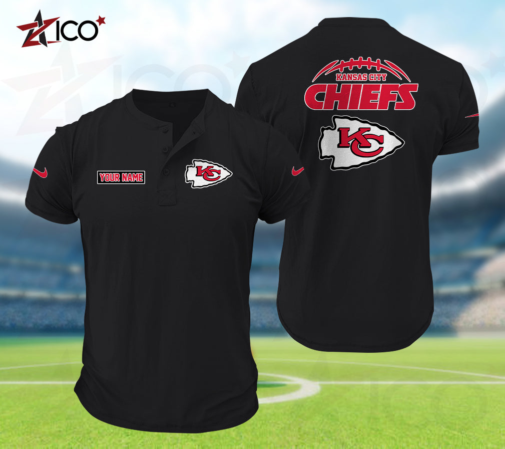 Kansas City Chiefs Henley Short Sleeve T-Shirt Trending 2025 AZMN2DHS000016