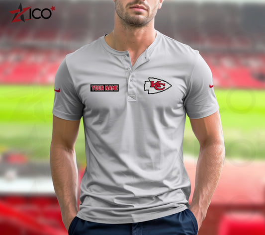 Kansas City Chiefs Henley Short Sleeve T-Shirt Trending 2025 AZMN2DHS000016