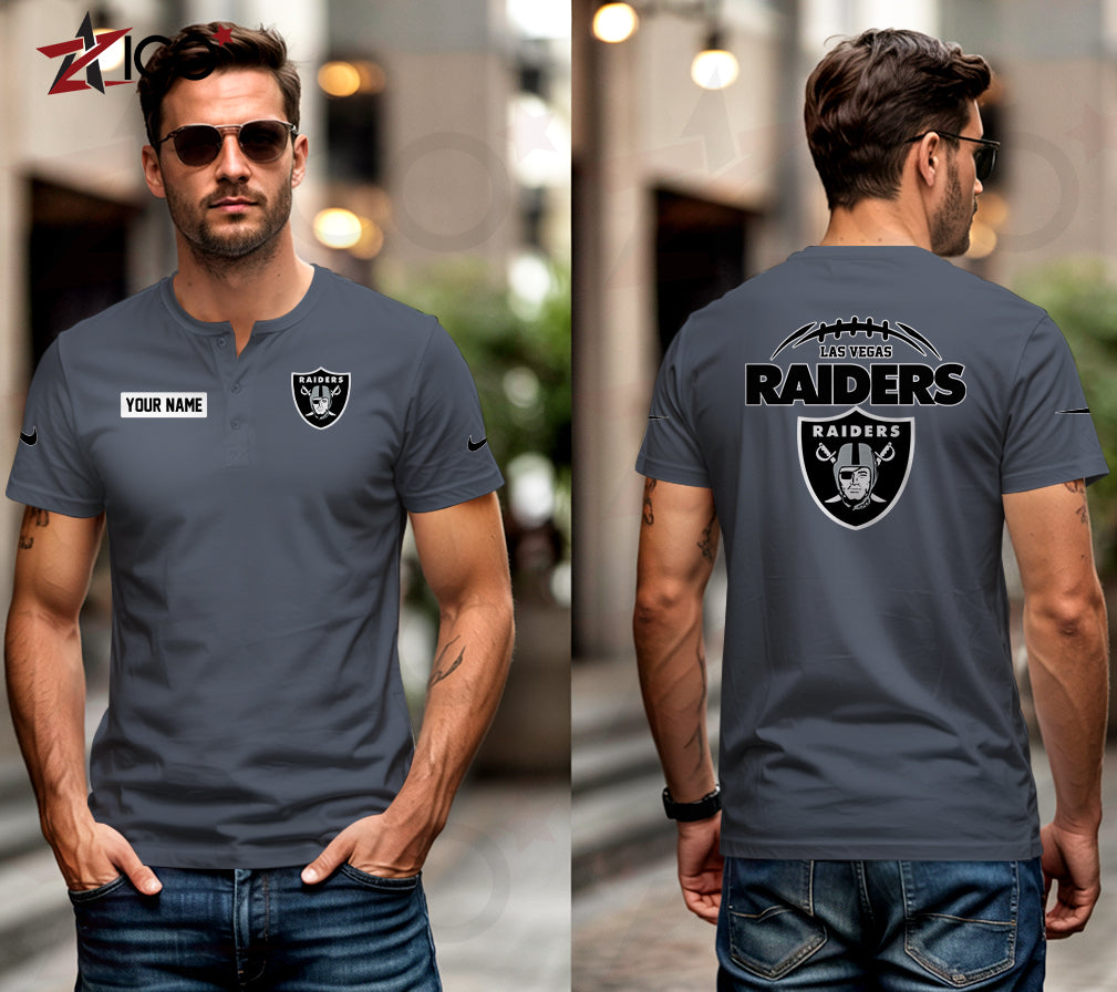 Las Vegas Raiders Henley Short Sleeve T-Shirt Trending 2025 AZMN2DHS000017