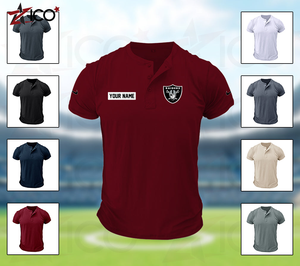 Las Vegas Raiders Henley Short Sleeve T-Shirt Trending 2025 AZMN2DHS000017