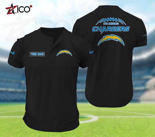 Los Angeles Chargers Henley Short Sleeve T-Shirt Trending 2025 AZMN2DHS000018