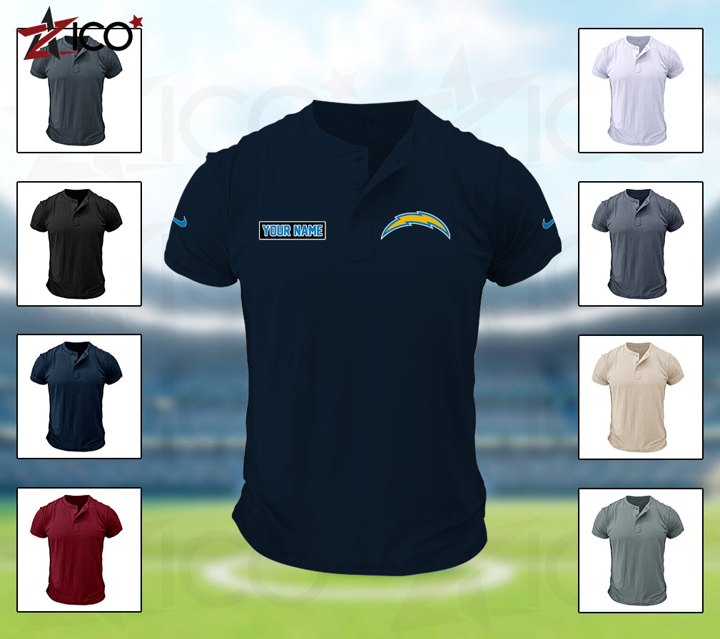 Los Angeles Chargers Henley Short Sleeve T-Shirt Trending 2025 AZMN2DHS000018