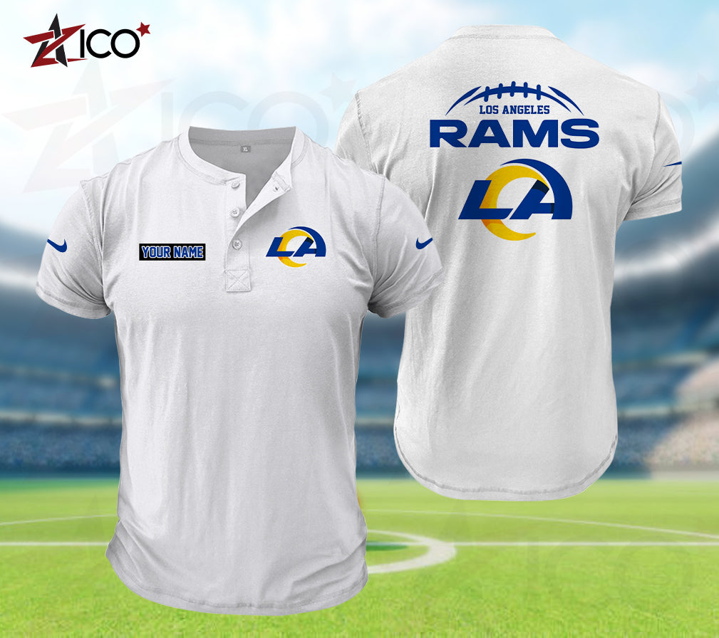 Los Angeles Rams Henley Short Sleeve T-Shirt Trending 2025 AZMN2DHS000019