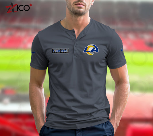 Los Angeles Rams Henley Short Sleeve T-Shirt Trending 2025 AZMN2DHS000019