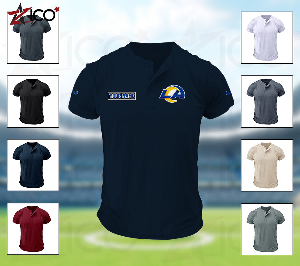 Los Angeles Rams Henley Short Sleeve T-Shirt Trending 2025 AZMN2DHS000019