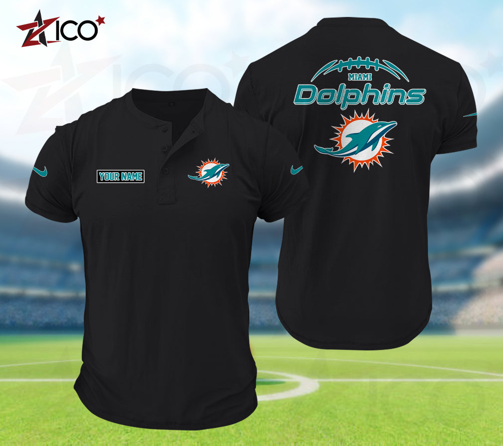 Miami Dolphins Henley Short Sleeve T-Shirt Trending 2025 AZMN2DHS000020