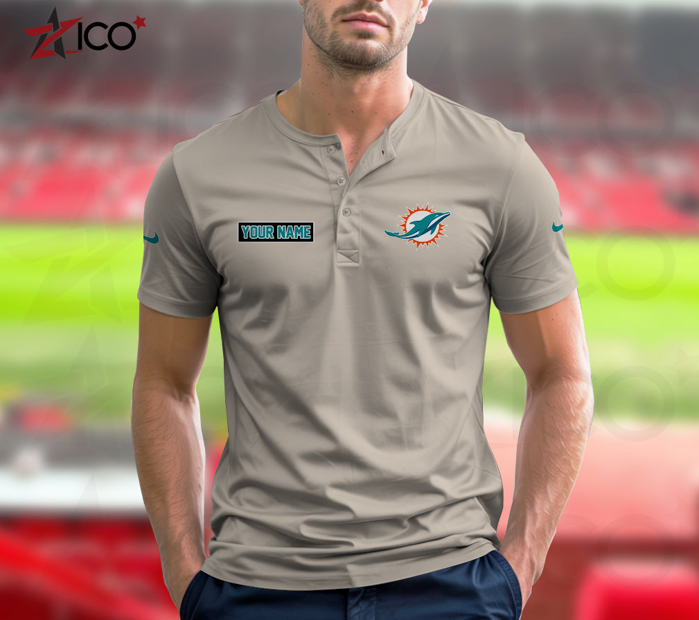Miami Dolphins Henley Short Sleeve T-Shirt Trending 2025 AZMN2DHS000020