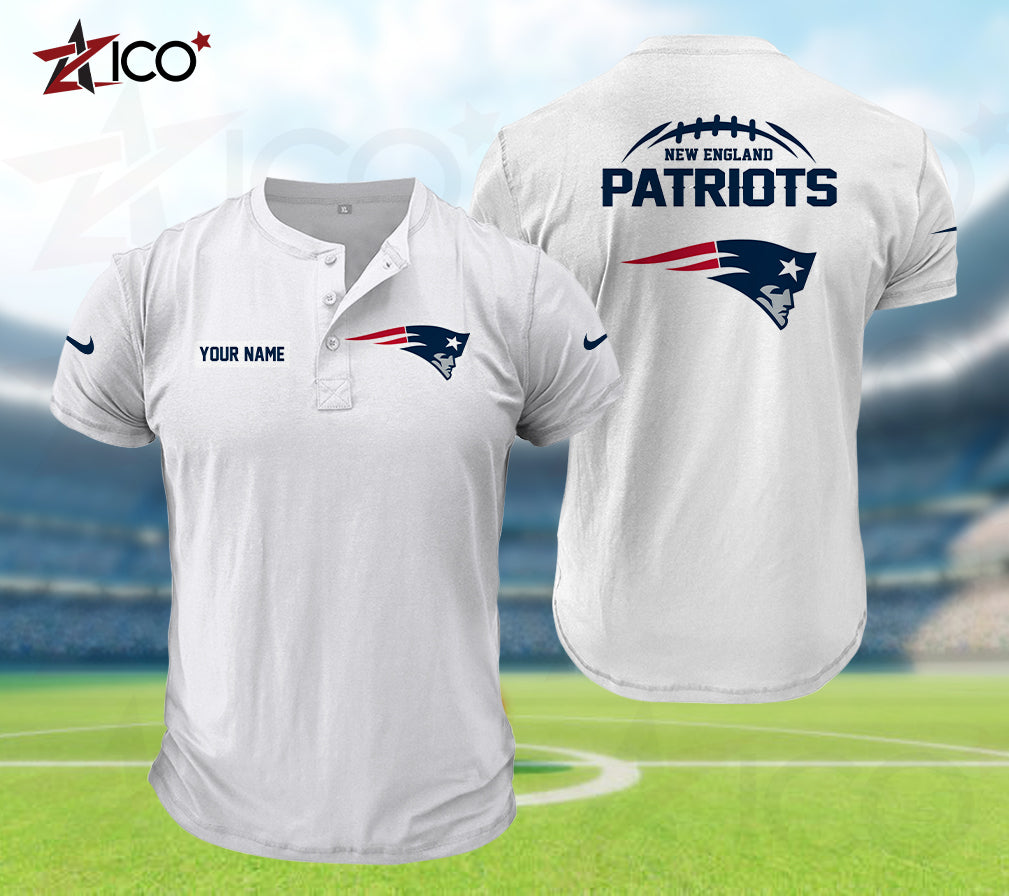 New England Patriots Henley Short Sleeve T-Shirt Trending 2025 AZMN2DHS000022