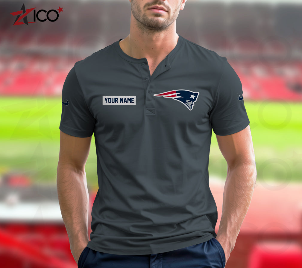 New England Patriots Henley Short Sleeve T-Shirt Trending 2025 AZMN2DHS000022