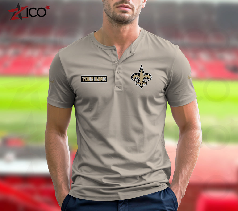 New Orleans Saints Henley Short Sleeve T-Shirt Trending 2025 AZMN2DHS000023