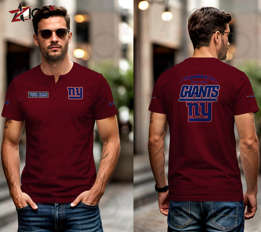 New York Giants Henley Short Sleeve T-Shirt Trending 2025 AZMN2DHS000024