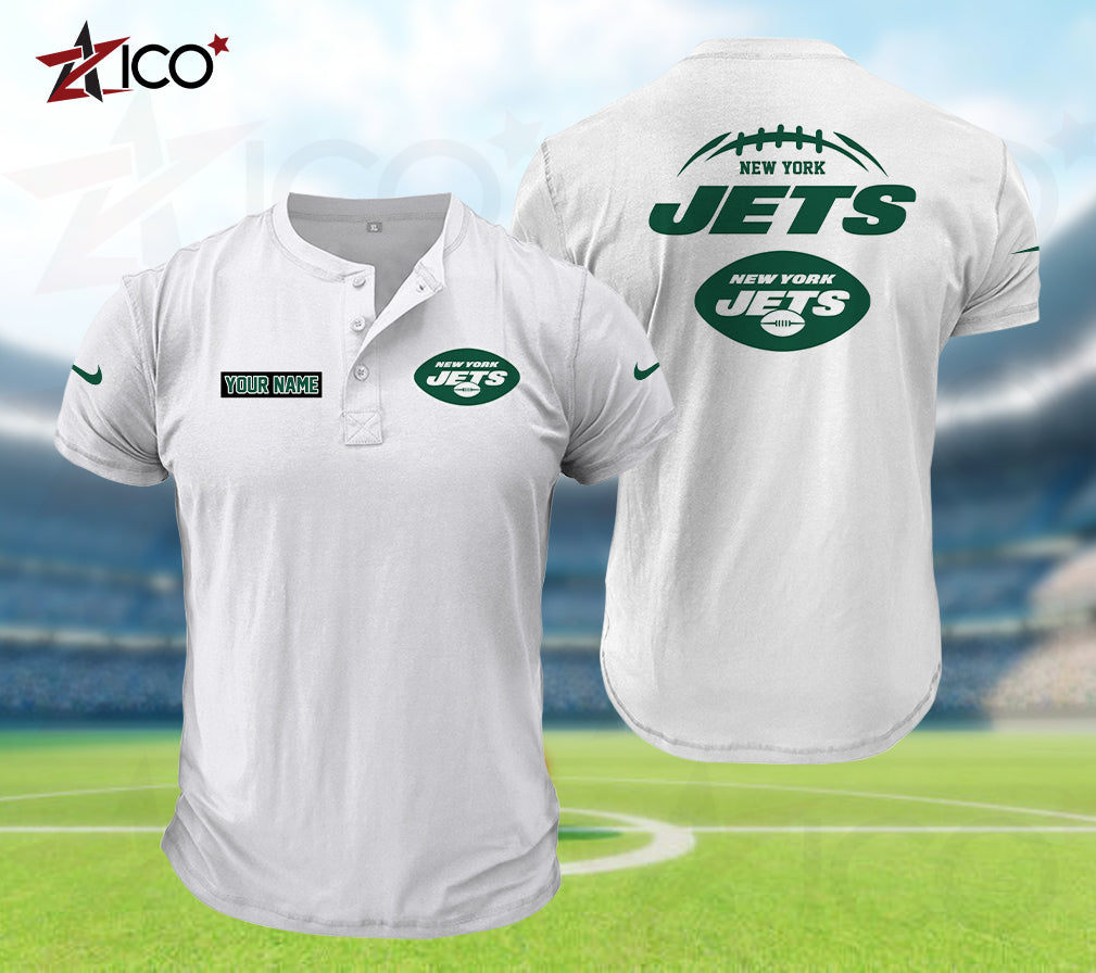 New York Jets Henley Short Sleeve T-Shirt Trending 2025 AZMN2DHS000025
