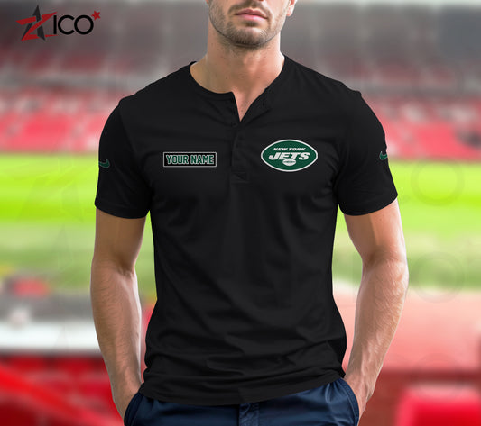 New York Jets Henley Short Sleeve T-Shirt Trending 2025 AZMN2DHS000025