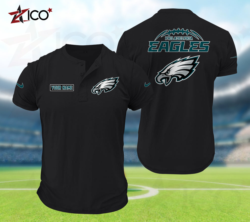 Philadelphia Eagles Henley Short Sleeve T-Shirt Trending 2025 AZMN2DHS000026