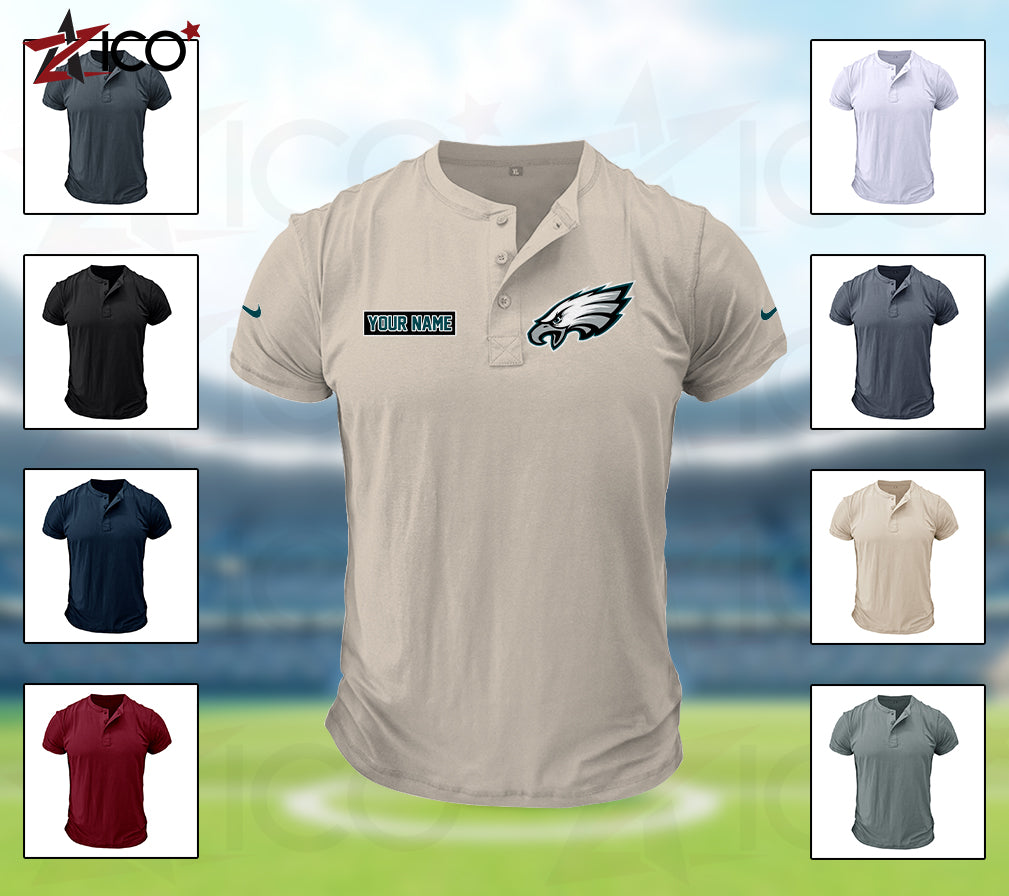 Philadelphia Eagles Henley Short Sleeve T-Shirt Trending 2025 AZMN2DHS000026