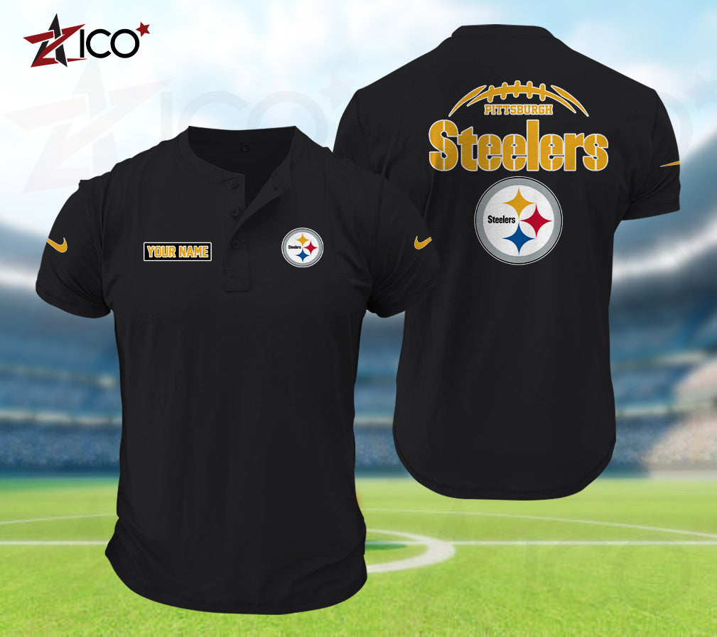 Pittsburgh Steelers Henley Short Sleeve T-Shirt Trending 2025 AZMN2DHS000027