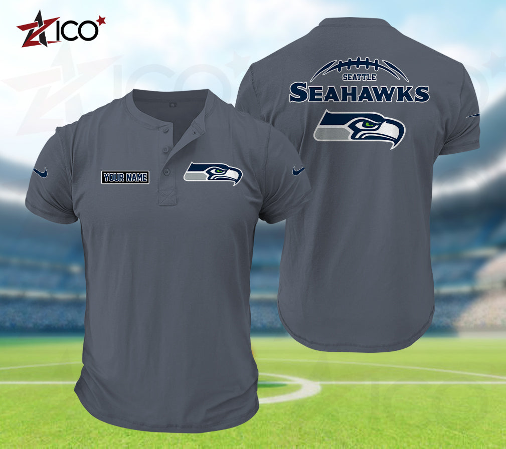 Seattle Seahawks Henley Short Sleeve T-Shirt Trending 2025 AZMN2DHS000029