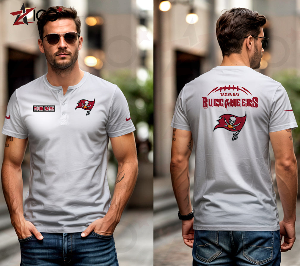 Tampa Bay Buccaneers Henley Short Sleeve T-Shirt Trending 2025 AZMN2DHS000030