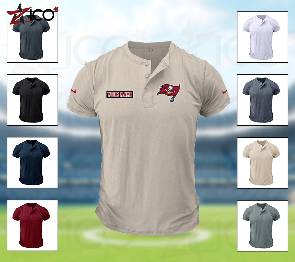 Tampa Bay Buccaneers Henley Short Sleeve T-Shirt Trending 2025 AZMN2DHS000030