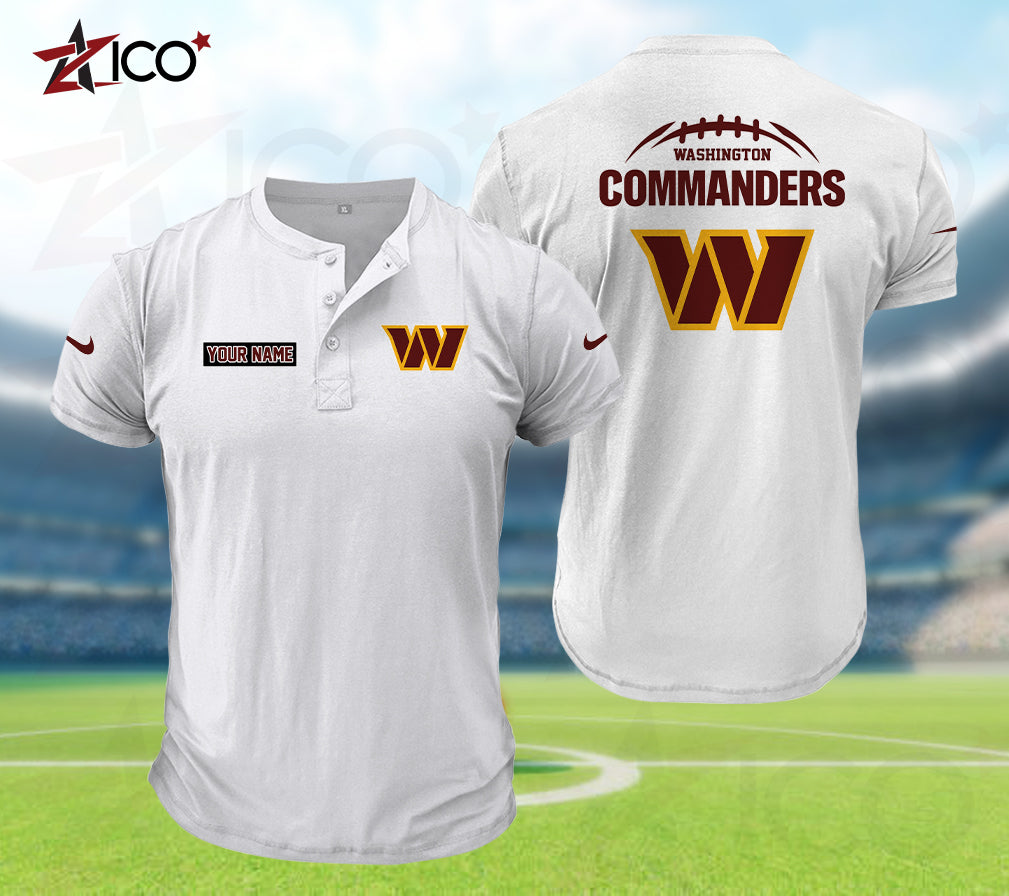 Washington Commanders Henley Short Sleeve T-Shirt Trending 2025 AZMN2DHS000032