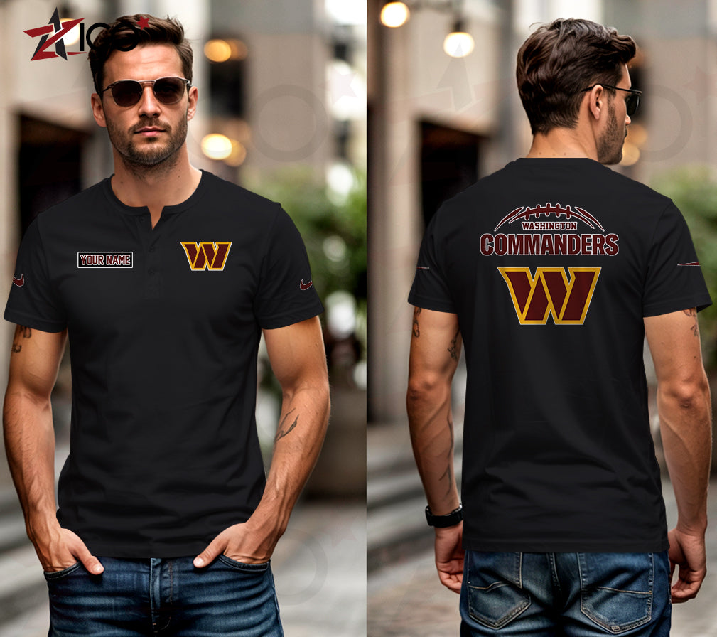 Washington Commanders Henley Short Sleeve T-Shirt Trending 2025 AZMN2DHS000032