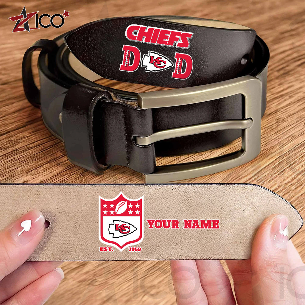 Kansas City Chiefs Men Leather Belt Father’s Day AZMN2DMLB000048