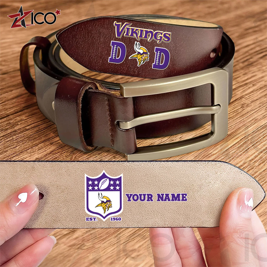 Minnesota Vikings Men Leather Belt Father’s Day AZMN2DMLB000053