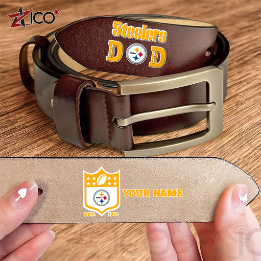 Pittsburgh Steelers Men Leather Belt Father’s Day AZMN2DMLB000059