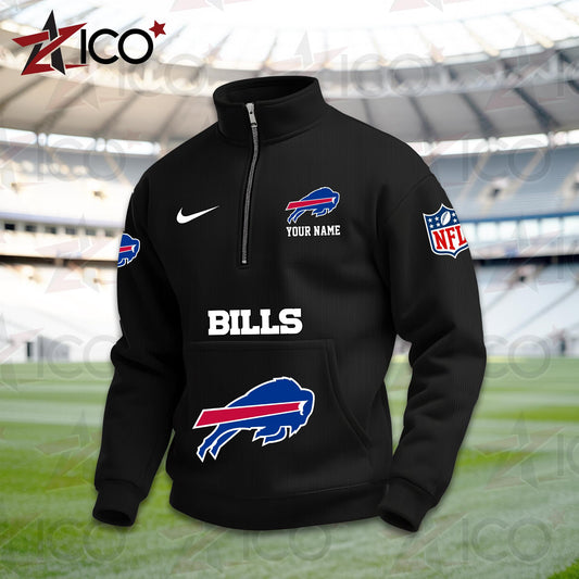 Buffalo Bills High Neck Half Zip Pocket Sweatshirt New Trending AZMN2DPS000004