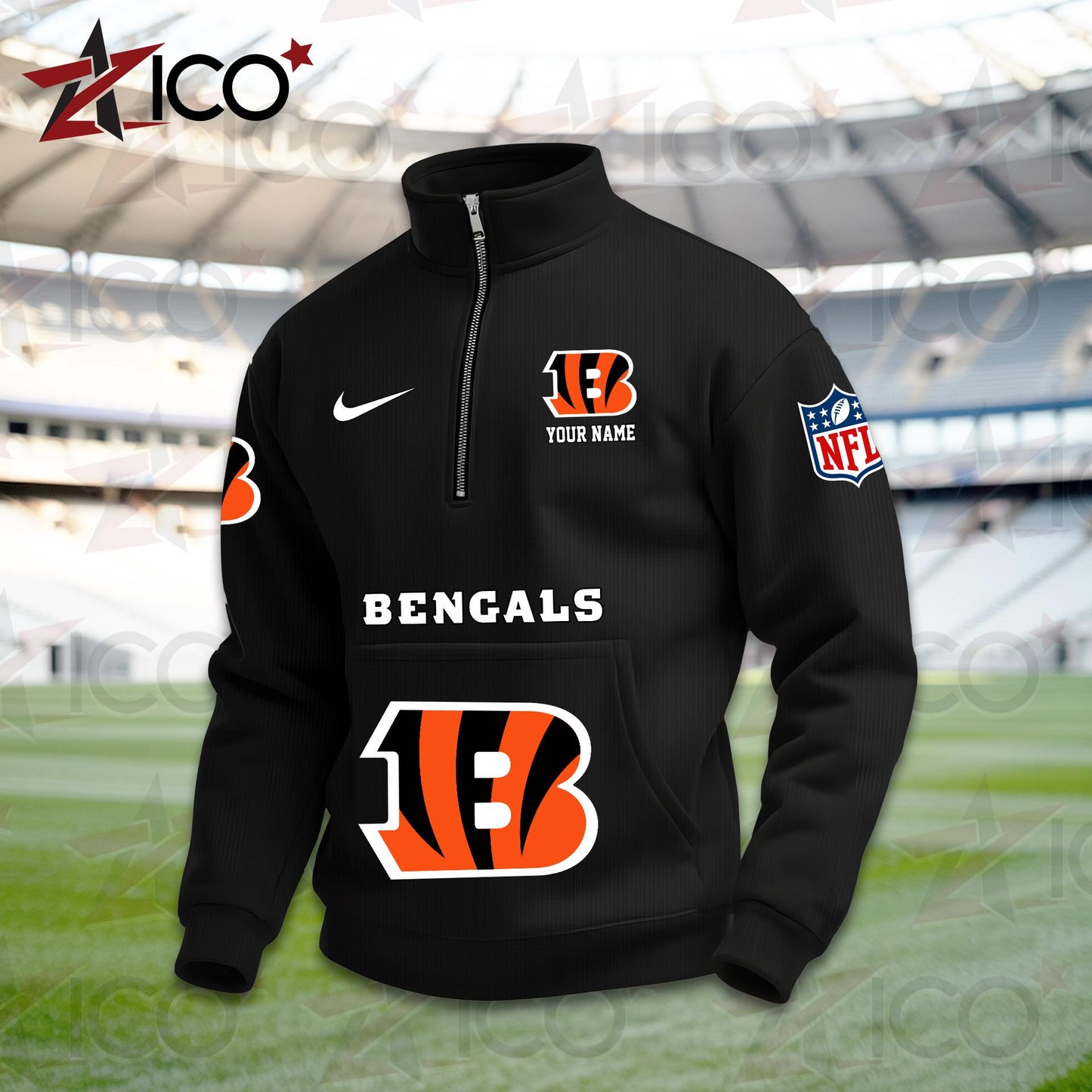 Cincinnati Bengals High Neck Half Zip Pocket Sweatshirt New Trending AZMN2DPS000007