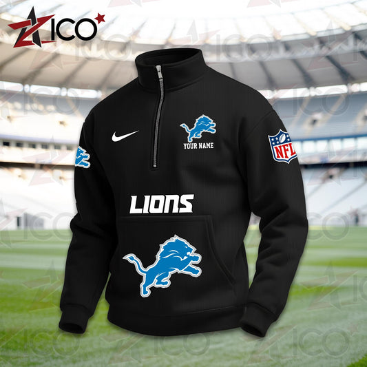 Detroit Lions High Neck Half Zip Pocket Sweatshirt New Trending AZMN2DPS000011