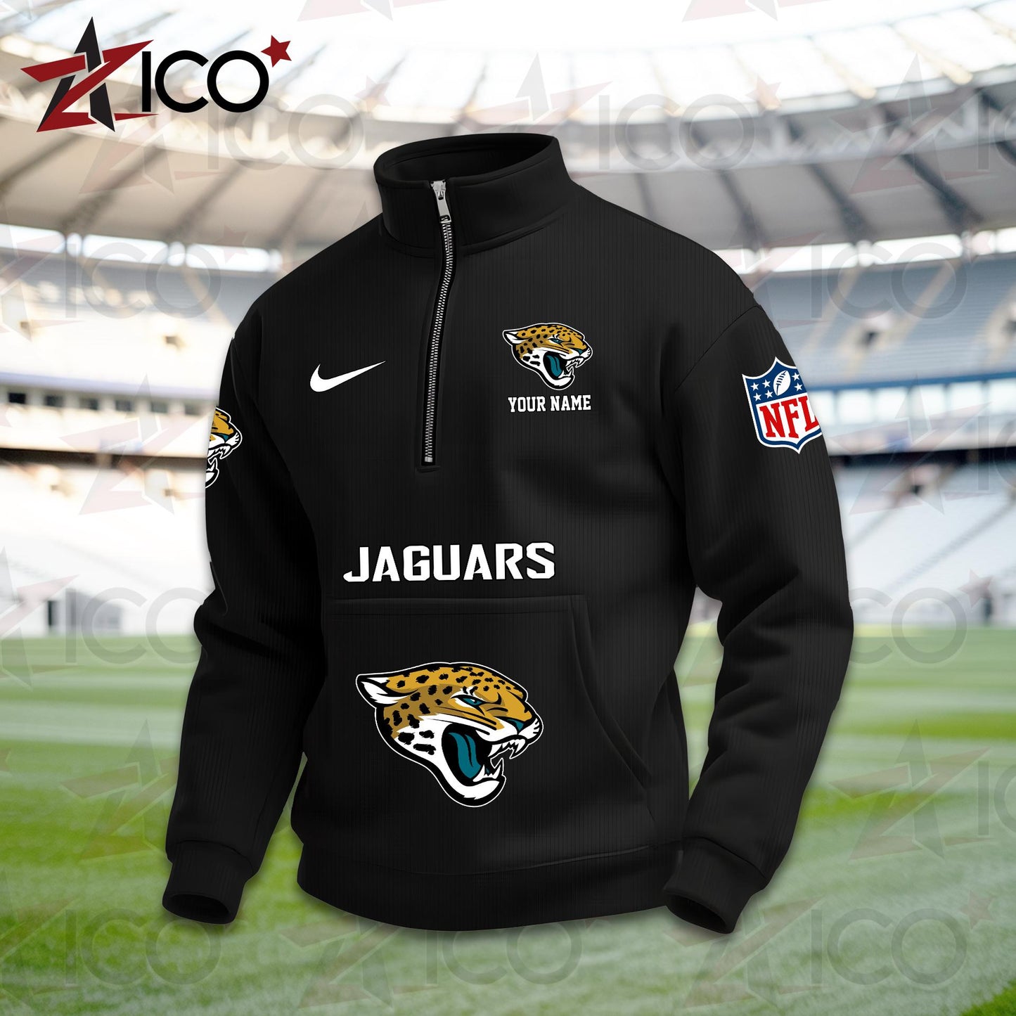 Jacksonville Jaguars High Neck Half Zip Pocket Sweatshirt New Trending AZMN2DPS000015