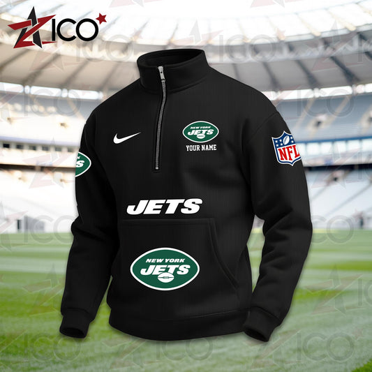 New York Jets High Neck Half Zip Pocket Sweatshirt New Trending AZMN2DPS000025