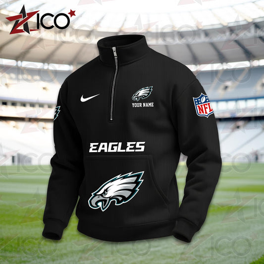 Philadelphia Eagles High Neck Half Zip Pocket Sweatshirt New Trending AZMN2DPS000026