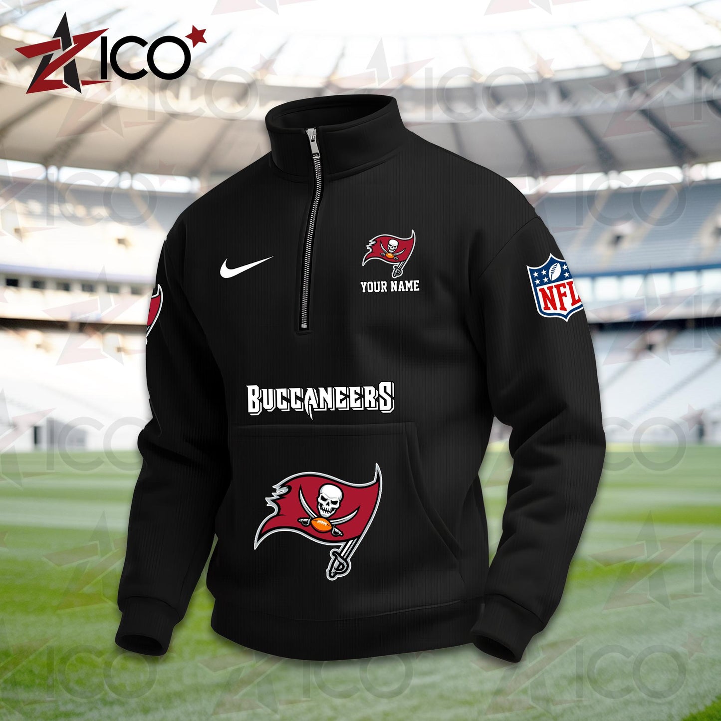 Tampa Bay Buccaneers High Neck Half Zip Pocket Sweatshirt New Trending AZMN2DPS000030
