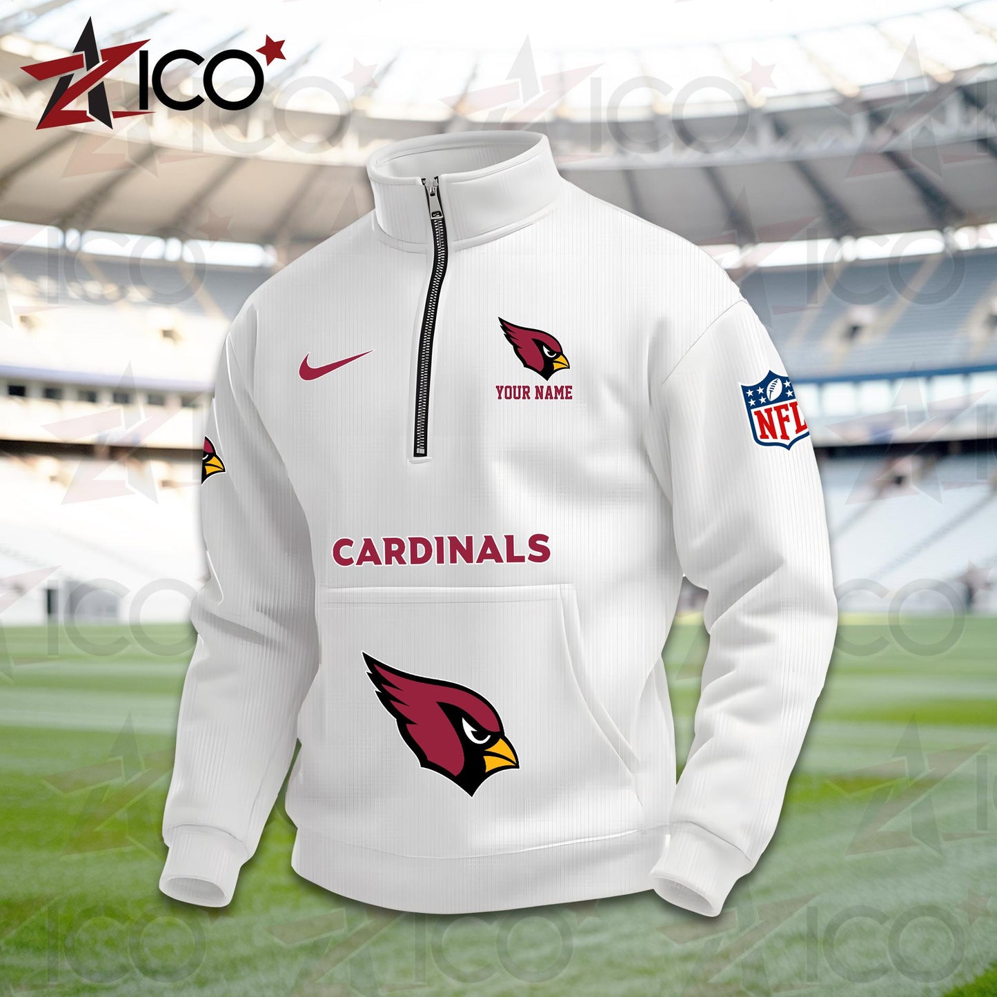 Arizona Cardinals High Neck Half Zip Pocket Sweatshirt New Trending AZMN2DPS000065