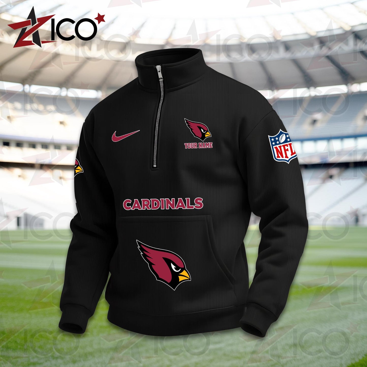 Arizona Cardinals High Neck Half Zip Pocket Sweatshirt New Trending AZMN2DPS000065