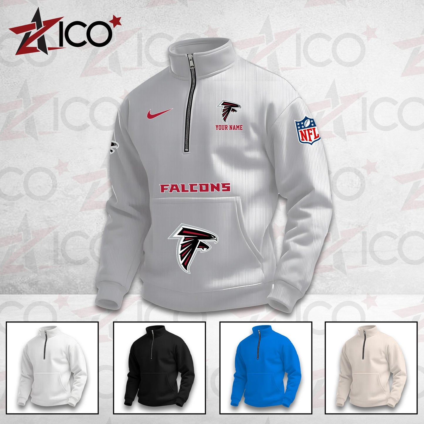 Atlanta Falcons High Neck Half Zip Pocket Sweatshirt New Trending AZMN2DPS000066