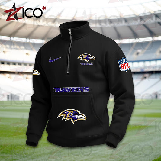 Baltimore Ravens High Neck Half Zip Pocket Sweatshirt New Trending AZMN2DPS000067