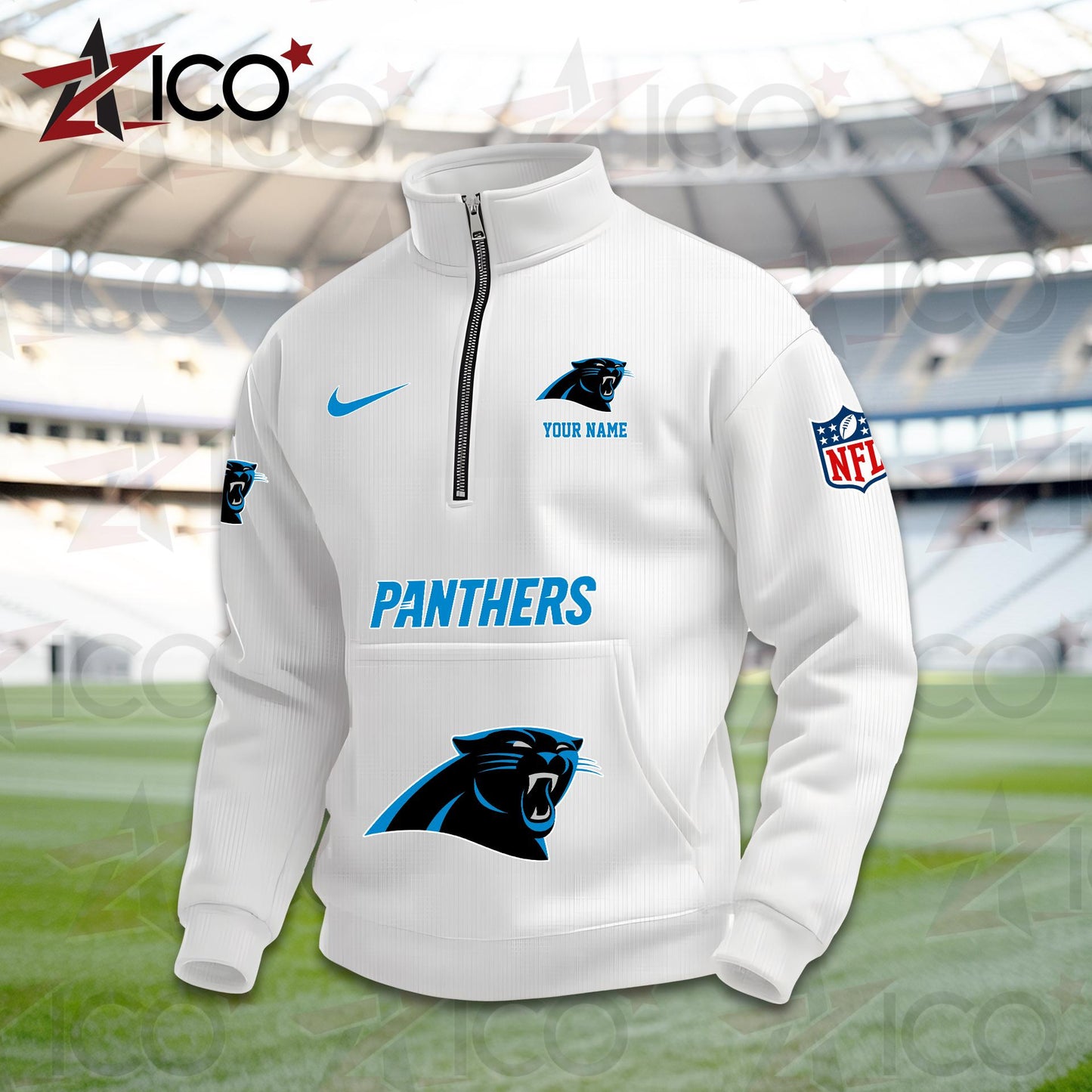 Carolina Panthers High Neck Half Zip Pocket Sweatshirt New Trending AZMN2DPS000069