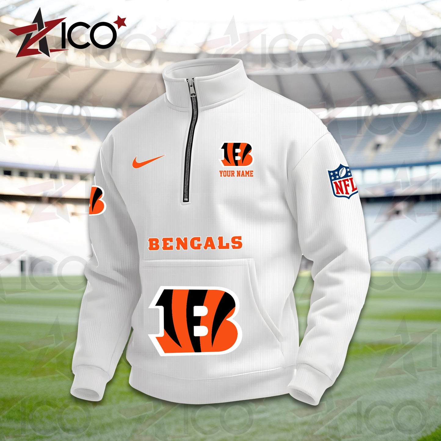 Cincinnati Bengals High Neck Half Zip Pocket Sweatshirt New Trending AZMN2DPS000071
