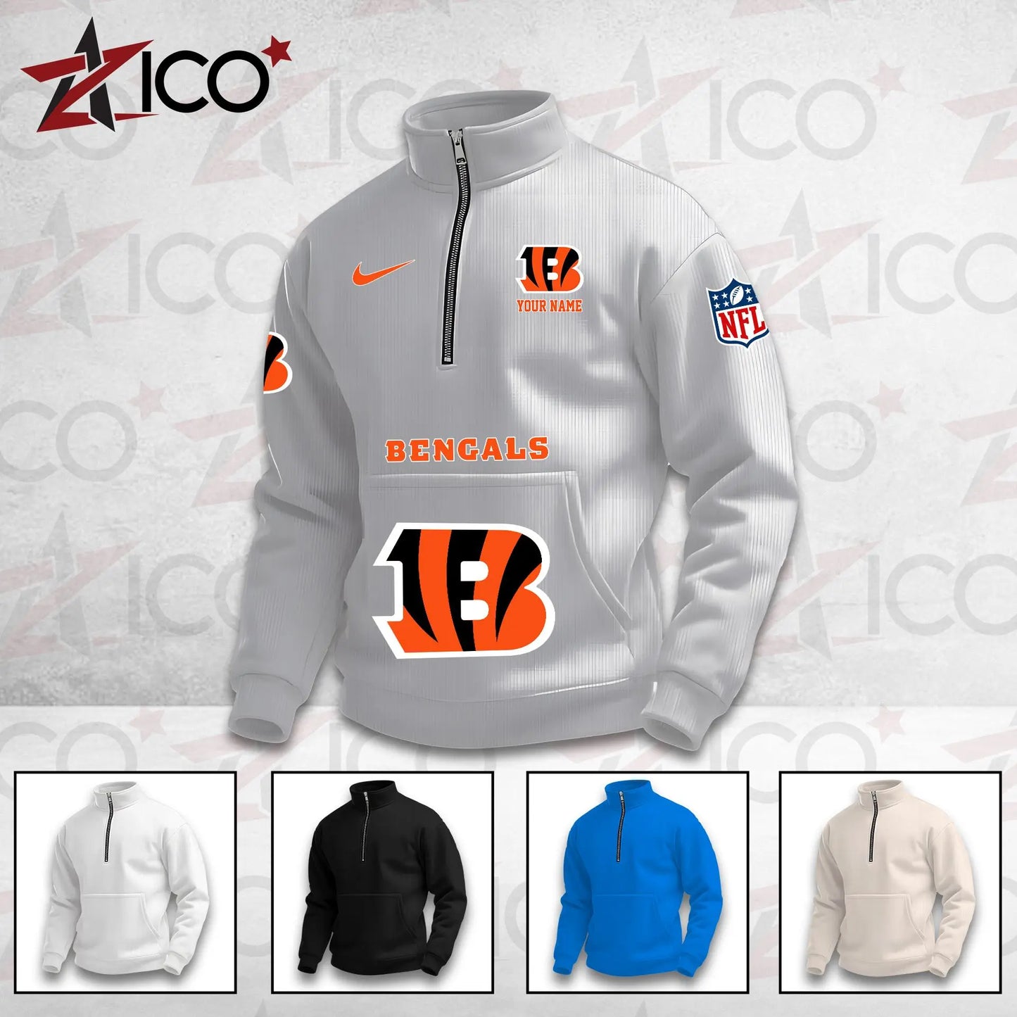 Cincinnati Bengals High Neck Half Zip Pocket Sweatshirt New Trending AZMN2DPS000071